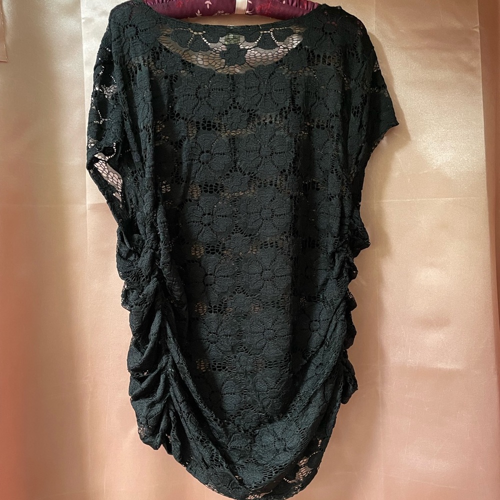 Torrid FESTI Ruched Top Stretch Lace Deep Black Size 3 - Picture 9 of 11